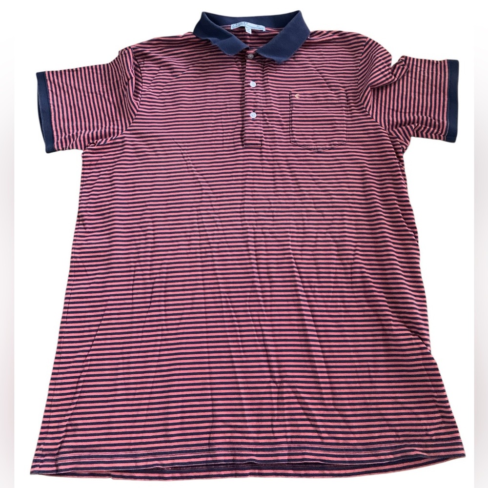 Criquet Men’s Stretch Organic Cotton Players Shirt – Blue Coral Stripe – XL